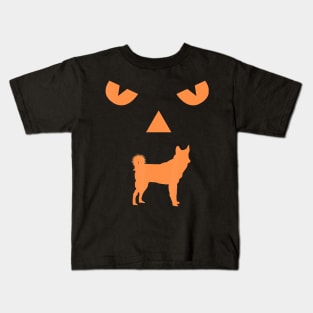 Halloween Pumpkin Siberian Husky Dog Jack o lantern Costume Kids T-Shirt